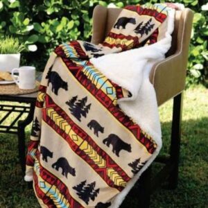 Bear Adventure Sherpa Throw by Cabin Fever