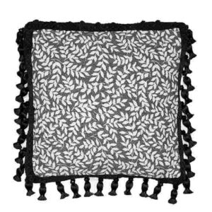 Bouvier Black Pillow Square - Black Leaf