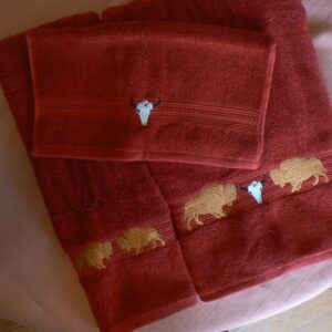 Buffalo Roam Garnet Red Towel Collection