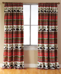 Cabin and Lodge Stripe Window Drapes