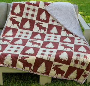 Checker Moose Twin Blanket