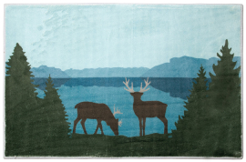 Deer Scene Accent Rug