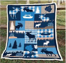 Moose Collage Twin Blanket