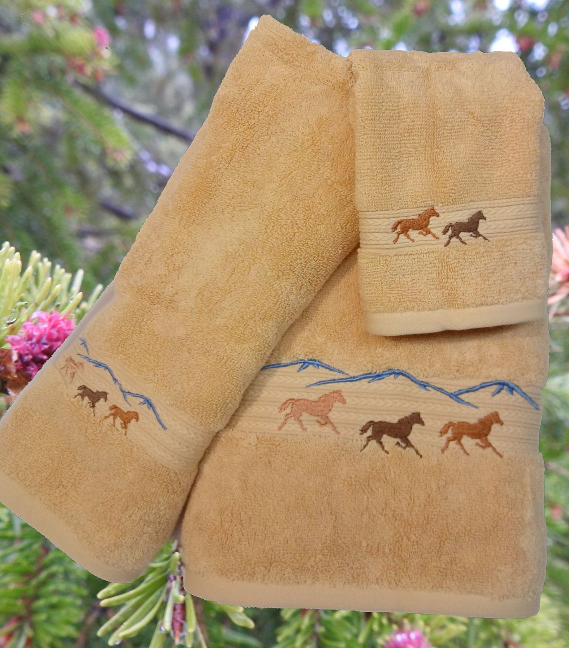 Wild Horses Gold Towel Collection