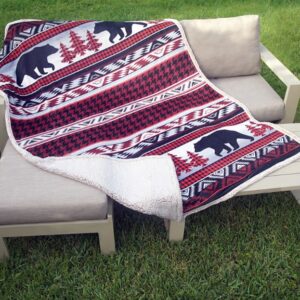 Bear Houndstooth Twin Blanket