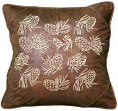 Embroidered Pinecone Pillow