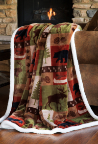 Patchwork Lodge Plush Throw by Carstens Inc.