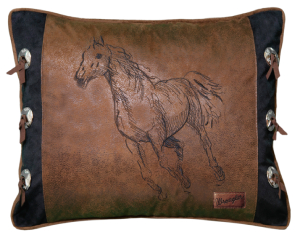 Wrangler Embroidered Black Horse Pillow