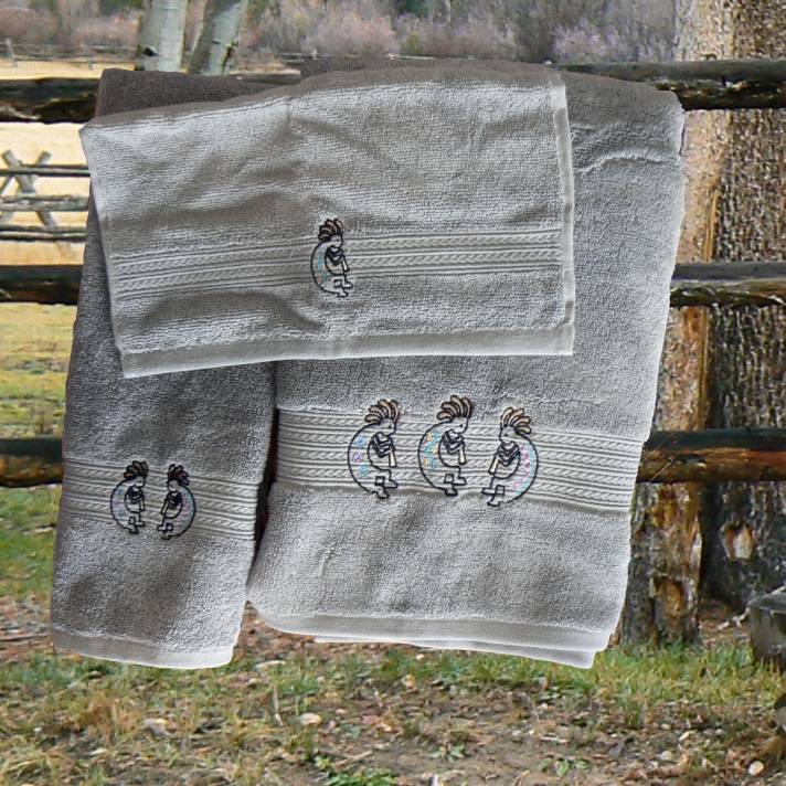 Kokopelli Alloy Grey Towel Collection