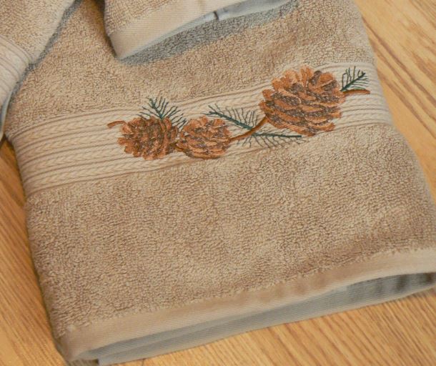 Pinecone Branch Linen Towel Collection - Image 2